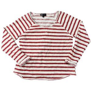 BAKU Red & White Striped Raglan Long‑Sleeve Tee Knit Top Vintage Boho Oversized